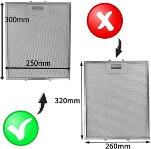 SPARES2GO Cooker Hood Metal Mesh Grease Filter Extractor Vent (300 x 250mm, Pack of 1)