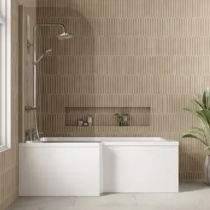 1700mm Gloss White L Shape Shower Bath MDF Front Panel