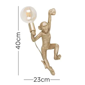 ValueLights Monkey Animal Quirky Modern Gold Wall Light