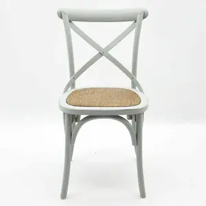 French Cross Back Dining Chair - L46 x W49 x H88 cm - Grey