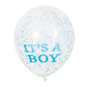 Unique Party Its A Boy Confetti Balloons (6 pack) Blue (12 inches)