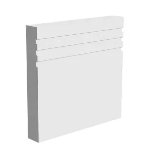 National Skirting Groove III MDF Skirting Board - 250mm x 18mm x 4200mm, Primed, No Rebate