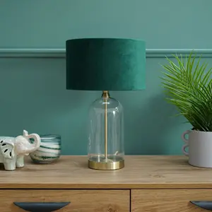 Glass Desk Lamp Gold / Forest Green