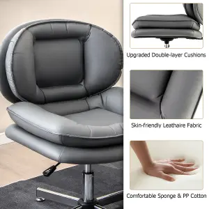 Costway Armless Home Office Chair Upholstered Swivel Computer Chair Height Adjustable Vanity Chair