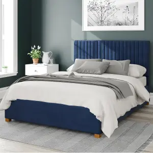 Grant Fabric Ottoman Bed, Plush Velvet Fabric, Navy, Superking