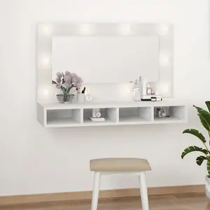 Berkfield Mirror Cabinet with LED White 90x31.5x62 cm