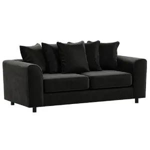 Brooklyn Plush Velvet Fabric 3 Seater sofa Foam Black