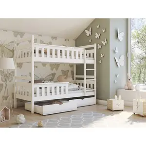 Clemmer Single (3 ') Bunk Bed with Drawers White