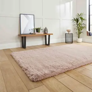 Rose Shaggy Polyester Plain Modern Easy to Clean Rug for Living Room and Bedroom-120cm X 170cm