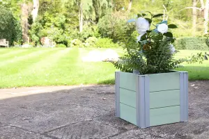 Winawood Wood Effect Small Cube Planter - Powder Blue