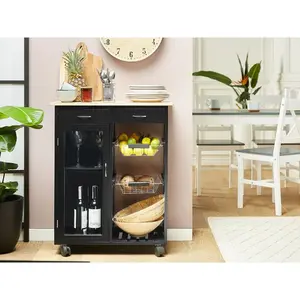 Pavillion Wood Kitchen Cart Black