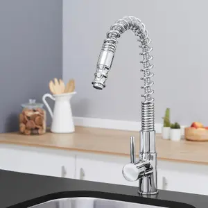 SIA KT7 Chrome Pull Out Spray Single Lever Monobloc Kitchen Sink Mixer Tap