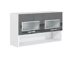 Kitchen Glass Unit Wall Cabinet Cupboard 1000 100 Display Shelf Grey Gloss Luxe