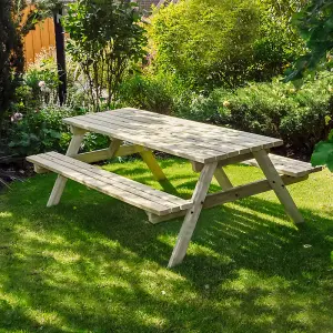 Oakham 6ft Picnic Bench - L183 x W140 x H72.5 cm - Light Green