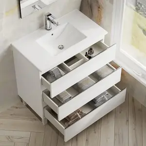 Banyetti Vatilla 800mm Floorstanding Basin Unit with Chrome Handles - Gloss White