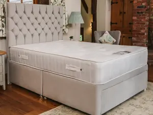 Florence Supreme Comfort Sprung Divan Bed Set 2FT6 Small Single 2 Drawers Side  - Plush Light Silver