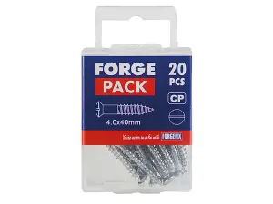 ForgeFix FPRAH440CP Multi-Purpose Screw SL Raised Head Chrome Plated 4.0 x 40mm ForgePack 20 FOR185598