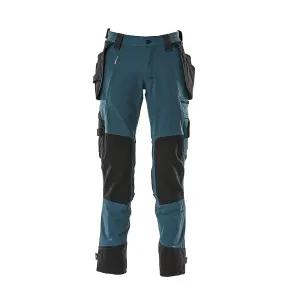 Mascot Advanced Trousers with Holster Pockets and Stretch - Dark Petroleum   (32.5) (Leg Length - Long)