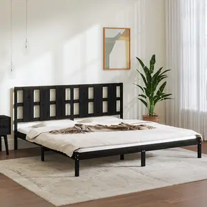 Berkfield Bed Frame Black Solid Wood Pine 200x200 cm