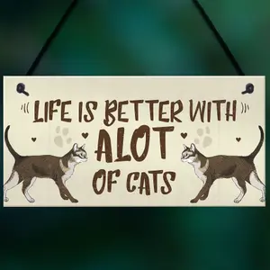 Red Ocean Alot Of Cats Sign Home Funny Crazy Cat Lady Sign Cat Lover Gift Hanging Sign