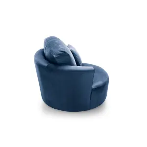 Chicago Velvet Swivel Chair in Dark Blue