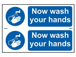 Durable PVC Safety Sign: Wash Your Hands - 300 x 200mm