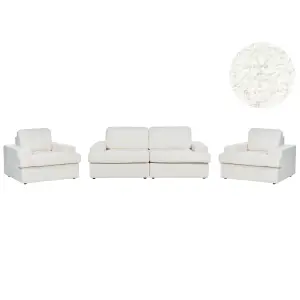 5 Seater Boucle Living Room Set White ALLA