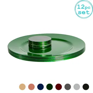 Metallic Charger Plates Set - Green - 12pc - Decorative Dinner Set by Harbour Housewares