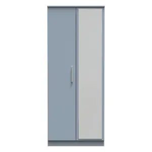 Trent 2 Door Mirrored Robe in Denim (Ready Assembled)