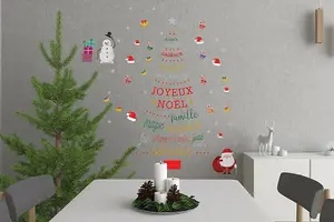 Fun French Quotes Christmas Tree Wall Sticker Set Art Decals Home Decorations