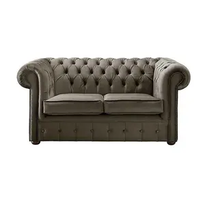 Chesterfield 2 Seater Fabric  Malta Taupe 08 Sofa