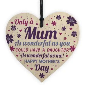 Red Ocean Mothers Day Gifts From Daughter Handmade Wooden Heart Keepsake Plaque Gift For Mum Mummy