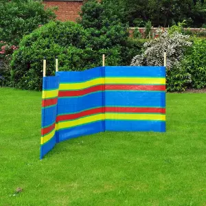 225cm X 90cm Heavy Duty Multicolour Garden Windbreaker - Windbreaker for Beach, Caravan Camping Shelter, Holiday, Sun Shade