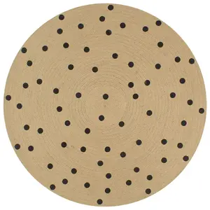 Berkfield Handmade Rug Jute with Print Polka Dot 120 cm