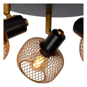 Lucide Maren Retro Ceiling Spotlight 37cm - 3xE14 - Matt Gold, Brass