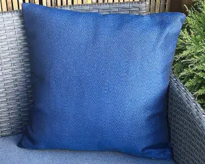 Pair of Outdoor Garden Sofa Chair Furniture Scatter Cushions - Blue Plain