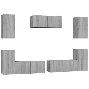 Berkfield 7 Piece TV Cabinet Set Grey Sonoma Engineered Wood