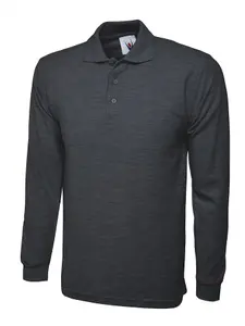 Uneek - Unisex Longsleeve Poloshirt - 50% Polyester 50% Cotton - Charcoal - Size S