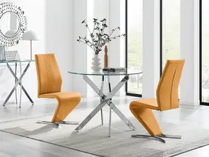 Furniturebox UK Novara 100cm Round Dining Table & 2 Mustard Willow Chairs