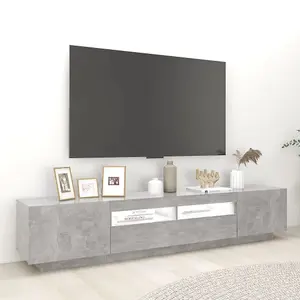 Berkfield TV Cabinet with LED Lights Concrete Grey 200x35x40 cm