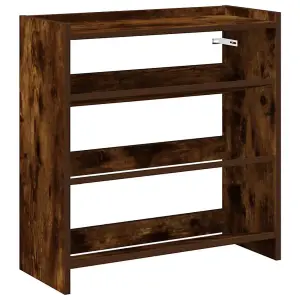 Berkfield Shoe Rack Smoked Oak 60x25x62 cm Engineered Wood