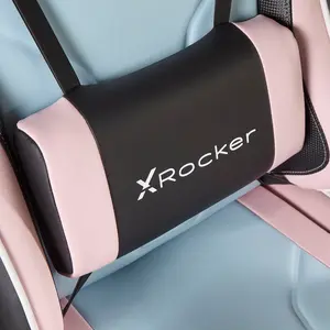 X Rocker Adjustable Ergonomic Faux Leather Swiveling PC & Racing Game Chair Pink/Blue