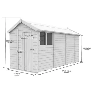 DIY Sheds 6x15 Apex Shed - Single Door Without Windows