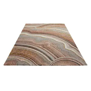 Blush Grey Abstract Jute  Polyester Modern Bedroom, LivingRoom Rug - 160cm X 220cm