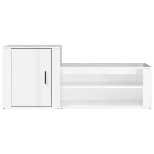 Berkfield Shoe Cabinet High Gloss White 130x35x54 cm Engineered Wood