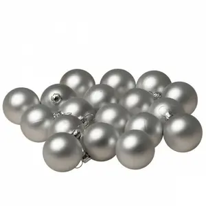 Luxury Shatterproof Bauble (Set of 18) Silver Satin / 6cm H x 6cm W x 6cm D