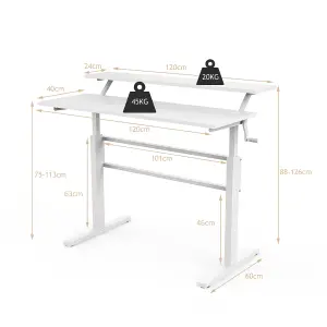 Costway 2-Tier Standing Computer Desk Sit to Stand Workstation Ergonomic Computer Table White