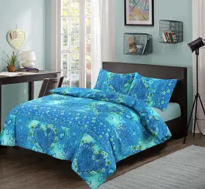 Jasmin Hearts and Flower Duvet Cover Set Bedding