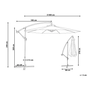 Cantilever Garden Parasol 3 m Grey RAVENNA II