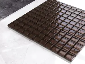 Glass mosaic on mesh for bathroom or kitchen 300mm x 300mm - Chocolate pastry